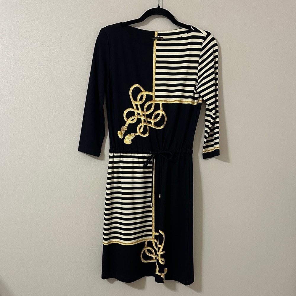 J. McLaughlin Womens Marianne Boat Neck Dress 3/4 Sleeves NWT Sz Small Preppy